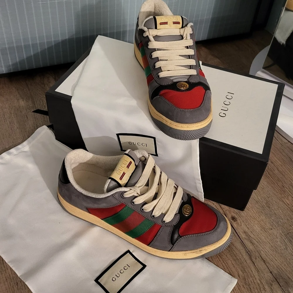 Gucci Men's Gray and Red Sneakers